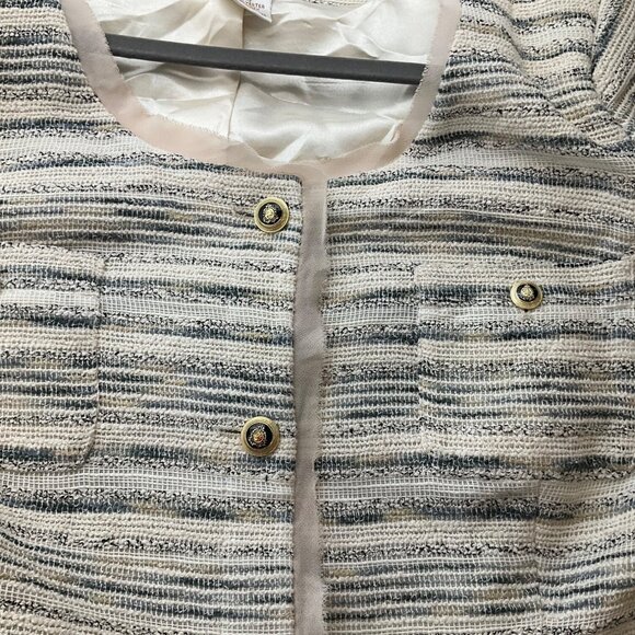 Monroe & Main Size 16 Tweed Beige Jacket Blazer Old Money Lady Like Preppy - Picture 2 of 14